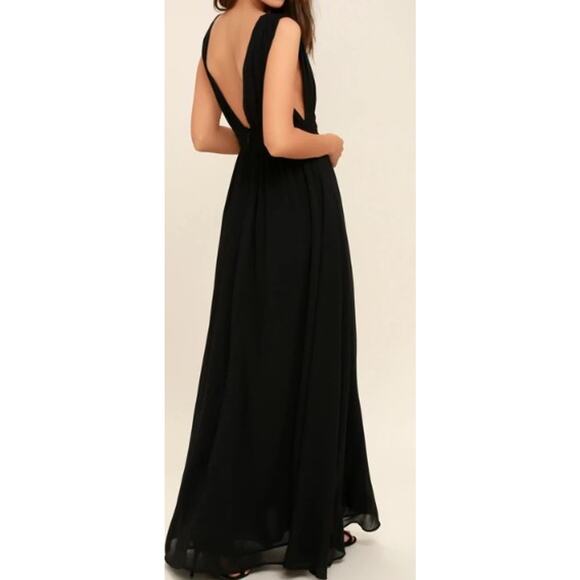 LULU'S sz M Heavenly Hues V-Neck Maxi Black Formal Party Gown Dress NEW B159 - Picture 2 of 9